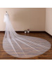 White Simple Tulle Wedding Veil Plain Edge Two-tier Bridal Veil 